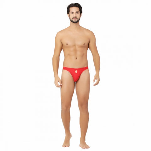 Generic Men's Cotton Spandex Brief Thong Front Open Hole Notch Underwear (Red) Generic Men's Cotton Spandex Brief Thong Front Open Hole Notch Underwear (Red)