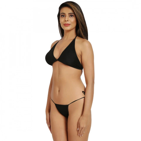 Generic Women's Nylon Spandex Black Bikini Sexy Bra Panty (Black) Generic Women's Nylon Spandex Black Bikini Sexy Bra Panty (Black)