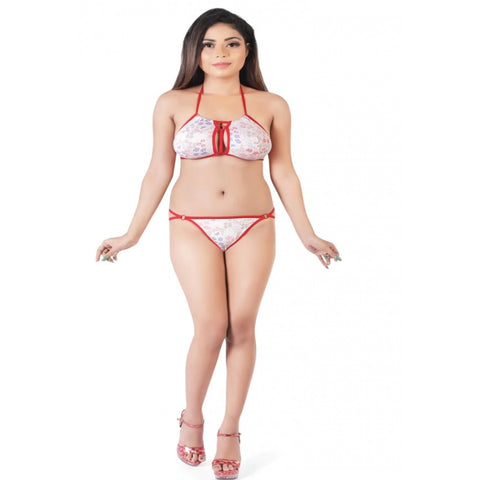 Generic Women's Polyamide Non Padded Light Pink Floral Printed Polyamide Halter Neck Lingerie Set (Light Pink) Generic Women's Polyamide Non Padded Light Pink Floral Printed Polyamide Halter Neck Lingerie Set (Light Pink)