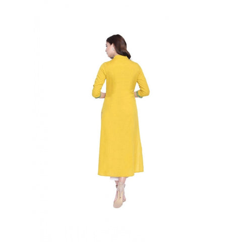 Generic Women's Khadi Embroidered Kurti (Yellow, Khadi) Generic Women's Khadi Embroidered Kurti (Yellow, Khadi)