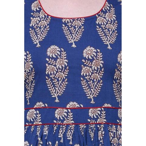 Generic Women's Cotton Printed Anarkali Kurti (Blue, Cotton) Generic Women's Cotton Printed Anarkali Kurti (Blue, Cotton)