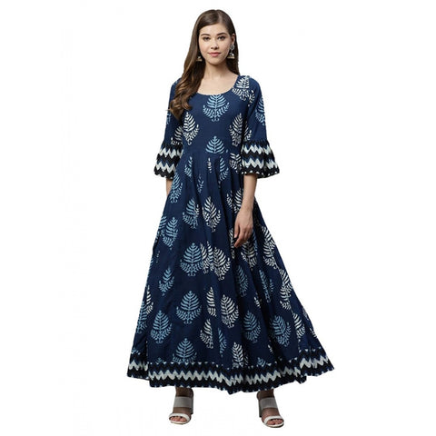 Generic Women's Cotton  Printed Regular Kurti (Blue, Cotton ) Generic Women's Cotton  Printed Regular Kurti (Blue, Cotton )