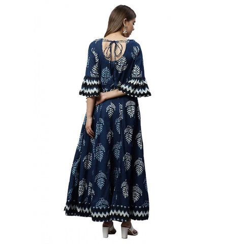 Generic Women's Cotton  Printed Regular Kurti (Blue, Cotton ) Generic Women's Cotton  Printed Regular Kurti (Blue, Cotton )