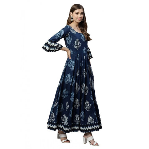 Generic Women's Cotton  Printed Regular Kurti (Blue, Cotton ) Generic Women's Cotton  Printed Regular Kurti (Blue, Cotton )