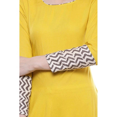 Generic Women's Rayon Printed Solid Anarkali Kurti (Yellow, Rayon) Generic Women's Rayon Printed Solid Anarkali Kurti (Yellow, Rayon)
