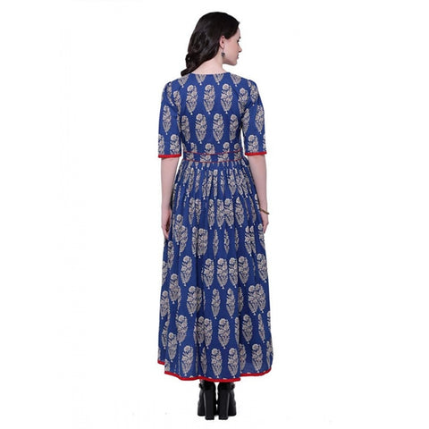 Generic Women's Cotton Printed Anarkali Kurti (Blue, Cotton) Generic Women's Cotton Printed Anarkali Kurti (Blue, Cotton)