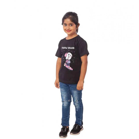 Generic Girls Cotton Snow Board Half Sleeve TShirt (Black) Generic Girls Cotton Snow Board Half Sleeve TShirt (Black)