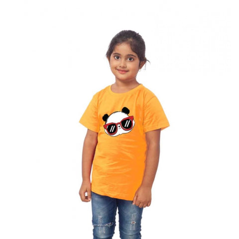 Generic Girls Cotton Panda Glass Half Sleeve TShirt (Mustard) Generic Girls Cotton Panda Glass Half Sleeve TShirt (Mustard)