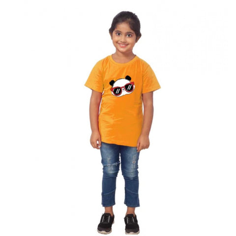 Generic Girls Cotton Panda Glass Half Sleeve TShirt (Mustard) Generic Girls Cotton Panda Glass Half Sleeve TShirt (Mustard)