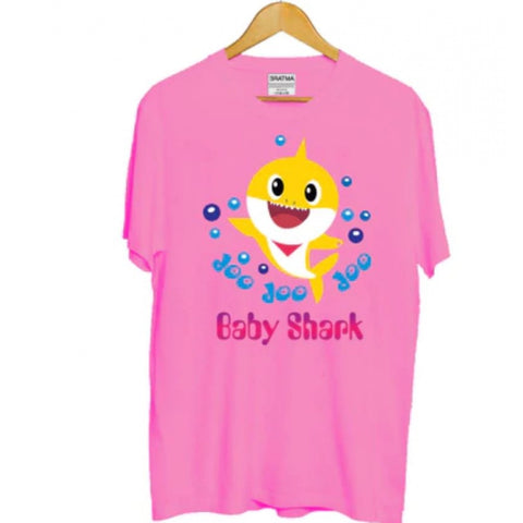 Generic Girls Cotton Baby Shark Half Sleeve TShirt (Pink) Generic Girls Cotton Baby Shark Half Sleeve TShirt (Pink)