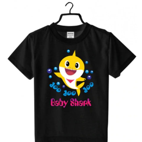 Generic Girls Cotton Baby Shark Half Sleeve TShirt (Black) Generic Girls Cotton Baby Shark Half Sleeve TShirt (Black)