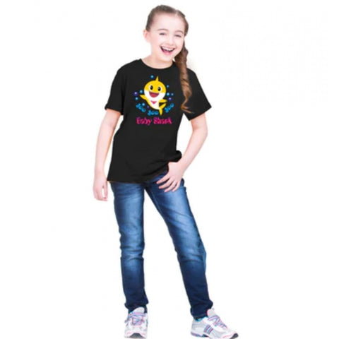 Generic Girls Cotton Baby Shark Half Sleeve TShirt (Black) Generic Girls Cotton Baby Shark Half Sleeve TShirt (Black)