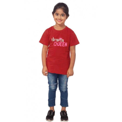 Generic Girls Cotton Drama Queen Half Sleeve TShirt (Maroon) Generic Girls Cotton Drama Queen Half Sleeve TShirt (Maroon)