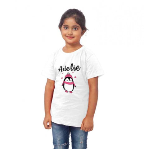 Generic Girls Cotton Adelie Half Sleeve TShirt (White) Generic Girls Cotton Adelie Half Sleeve TShirt (White)