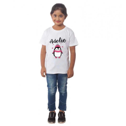 Generic Girls Cotton Adelie Half Sleeve TShirt (White) Generic Girls Cotton Adelie Half Sleeve TShirt (White)