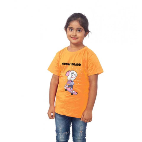 Generic Girls Cotton Snow Board Half Sleeve TShirt (Mustard) Generic Girls Cotton Snow Board Half Sleeve TShirt (Mustard)