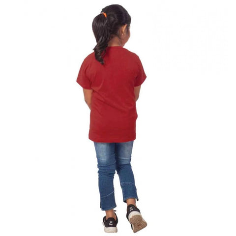 Generic Girls Cotton Snow Board Half Sleeve TShirt (Maroon) Generic Girls Cotton Snow Board Half Sleeve TShirt (Maroon)