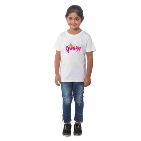 Generic Girls Cotton Princess Half Sleeve TShirt (White) Generic Girls Cotton Princess Half Sleeve TShirt (White)