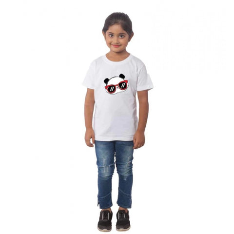 Generic Girls Cotton Panda Glass Half Sleeve TShirt (White) Generic Girls Cotton Panda Glass Half Sleeve TShirt (White)
