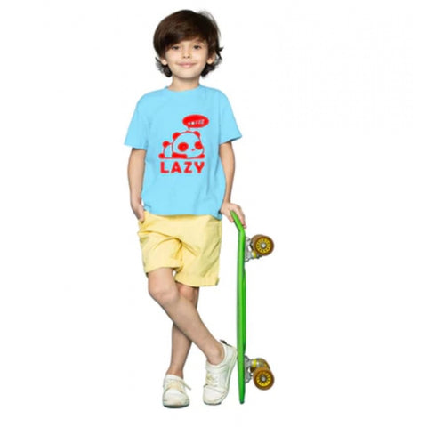 Generic Boys Cotton Lazy Half Sleeve TShirt (Sky Blue) Generic Boys Cotton Lazy Half Sleeve TShirt (Sky Blue)