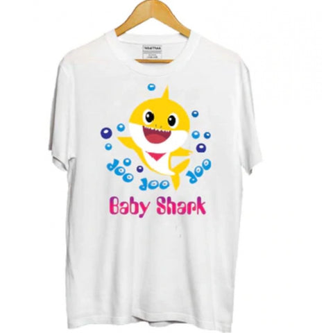 Generic Boys Cotton Baby Shark Half Sleeve TShirt (White) Generic Boys Cotton Baby Shark Half Sleeve TShirt (White)