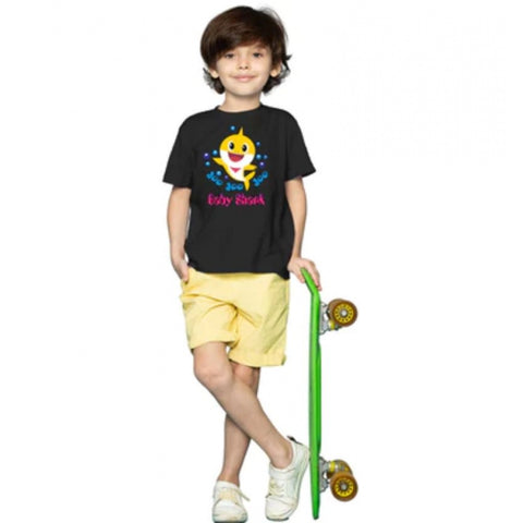 Generic Boys Cotton Baby Shark Half Sleeve TShirt (Black) Generic Boys Cotton Baby Shark Half Sleeve TShirt (Black)