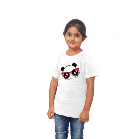 Generic Girls Cotton Panda Glass Half Sleeve TShirt (White) Generic Girls Cotton Panda Glass Half Sleeve TShirt (White)