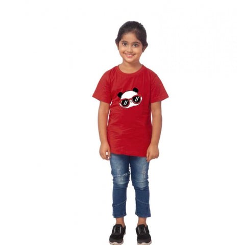 Generic Girls Cotton Panda Glass Half Sleeve TShirt (Maroon) Generic Girls Cotton Panda Glass Half Sleeve TShirt (Maroon)