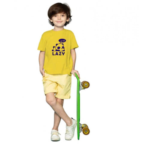 Generic Boys Cotton Lazy Half Sleeve TShirt (Mustard) Generic Boys Cotton Lazy Half Sleeve TShirt (Mustard)