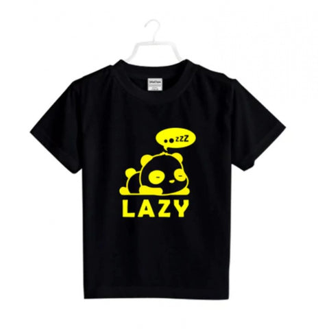 Generic Boys Cotton Lazy Half Sleeve TShirt (Black) Generic Boys Cotton Lazy Half Sleeve TShirt (Black)