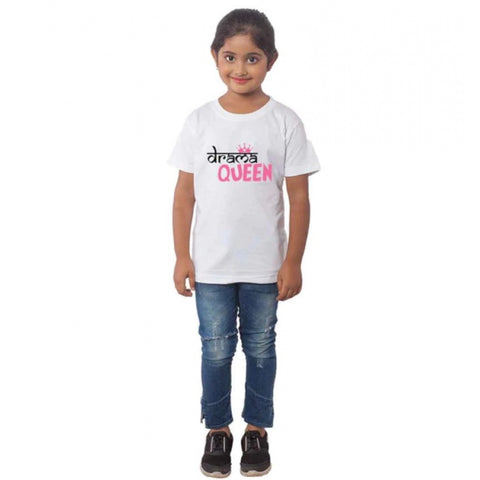 Generic Girls Cotton Drama Queen Half Sleeve TShirt (White) Generic Girls Cotton Drama Queen Half Sleeve TShirt (White)