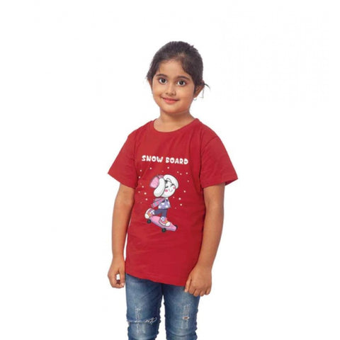 Generic Girls Cotton Snow Board Half Sleeve TShirt (Maroon) Generic Girls Cotton Snow Board Half Sleeve TShirt (Maroon)
