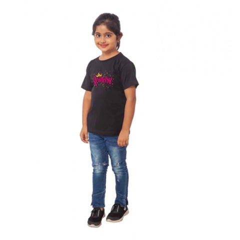 Generic Girls Cotton Princess Half Sleeve TShirt (Black) Generic Girls Cotton Princess Half Sleeve TShirt (Black)