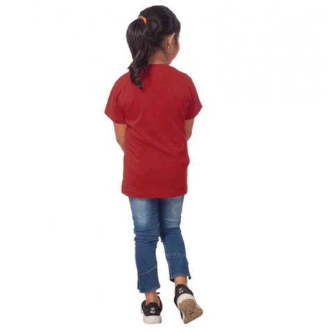 Generic Girls Cotton Adelie Half Sleeve TShirt (Maroon) Generic Girls Cotton Adelie Half Sleeve TShirt (Maroon)
