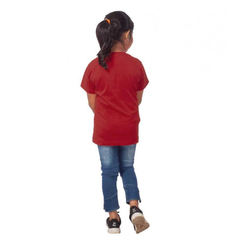 Generic Girls Cotton Panda Glass Half Sleeve TShirt (Maroon) Generic Girls Cotton Panda Glass Half Sleeve TShirt (Maroon)