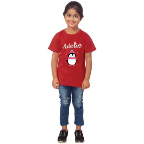 Generic Girls Cotton Adelie Half Sleeve TShirt (Maroon) Generic Girls Cotton Adelie Half Sleeve TShirt (Maroon)