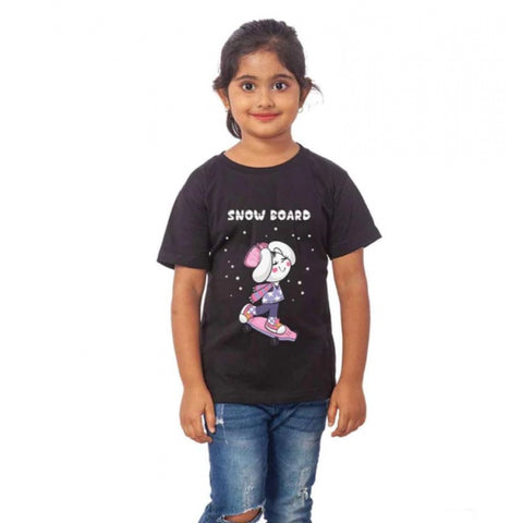 Generic Girls Cotton Snow Board Half Sleeve TShirt (Black) Generic Girls Cotton Snow Board Half Sleeve TShirt (Black)