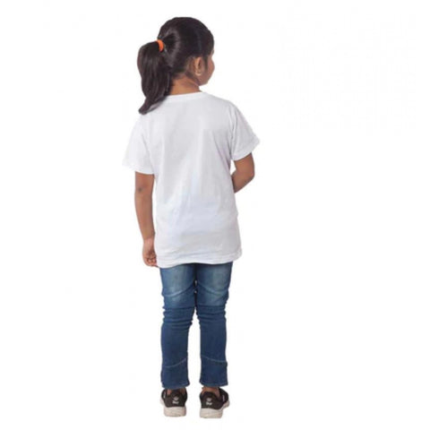 Generic Girls Cotton Cat Half Sleeve TShirt (White) Generic Girls Cotton Cat Half Sleeve TShirt (White)