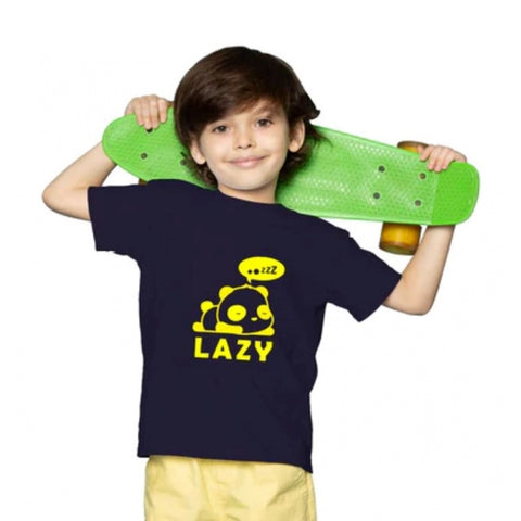 Generic Boys Cotton Lazy Half Sleeve TShirt (Black) Generic Boys Cotton Lazy Half Sleeve TShirt (Black)