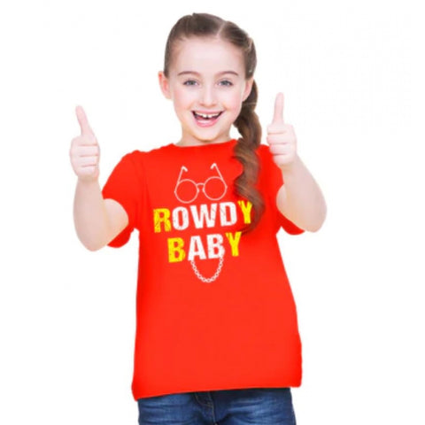 Generic Girls Cotton Rowdy Baby Half Sleeve TShirt (Red) Generic Girls Cotton Rowdy Baby Half Sleeve TShirt (Red)