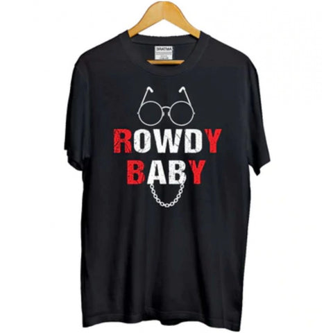 Generic Girls Cotton Rowdy Baby Half Sleeve TShirt (Black) Generic Girls Cotton Rowdy Baby Half Sleeve TShirt (Black)