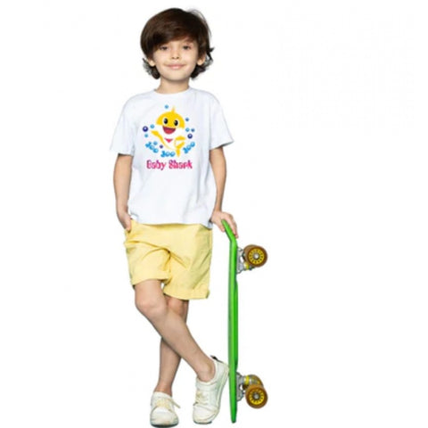 Generic Boys Cotton Baby Shark Half Sleeve TShirt (White) Generic Boys Cotton Baby Shark Half Sleeve TShirt (White)