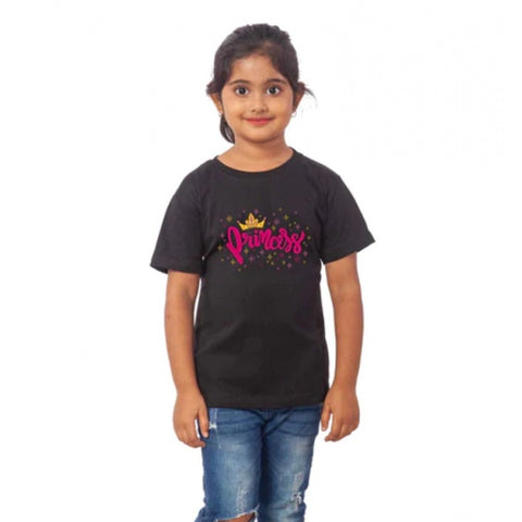 Generic Girls Cotton Princess Half Sleeve TShirt (Black) Generic Girls Cotton Princess Half Sleeve TShirt (Black)
