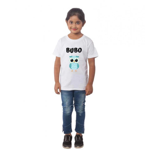 Generic Girls Cotton Bubo Half Sleeve TShirt (White) Generic Girls Cotton Bubo Half Sleeve TShirt (White)