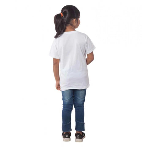 Generic Girls Cotton Unicorn Face Half Sleeve TShirt (White) Generic Girls Cotton Unicorn Face Half Sleeve TShirt (White)