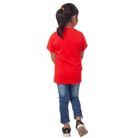 Generic Girls Cotton Unicorn Face Half Sleeve TShirt (Red) Generic Girls Cotton Unicorn Face Half Sleeve TShirt (Red)