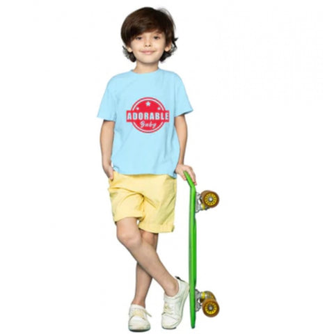 Generic Boys Cotton Adorable Baby Half Sleeve TShirt (Sky Blue) Generic Boys Cotton Adorable Baby Half Sleeve TShirt (Sky Blue)