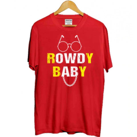 Generic Girls Cotton Rowdy Baby Half Sleeve TShirt (Red) Generic Girls Cotton Rowdy Baby Half Sleeve TShirt (Red)