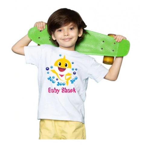 Generic Boys Cotton Baby Shark Half Sleeve TShirt (White) Generic Boys Cotton Baby Shark Half Sleeve TShirt (White)