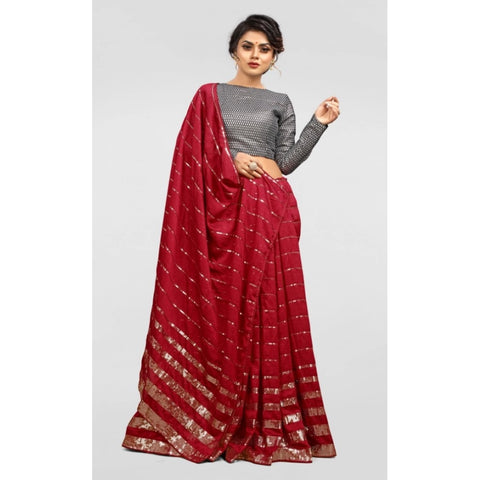 Generic Women's Vichitra Saree with Blouse (Red, 5-6 Mtrs) Generic Women's Vichitra Saree with Blouse (Red, 5-6 Mtrs)